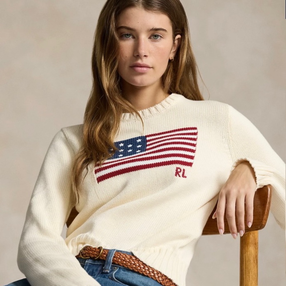 SOLD!!! Ralph Lauren Flag cotton crew neck M NWOT